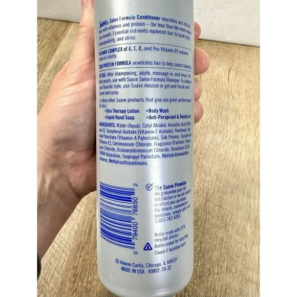 Vintage Suave Salon Formula Hair Conditioner 15 Oz Silver Bottle USA New - Picture 3 of 3